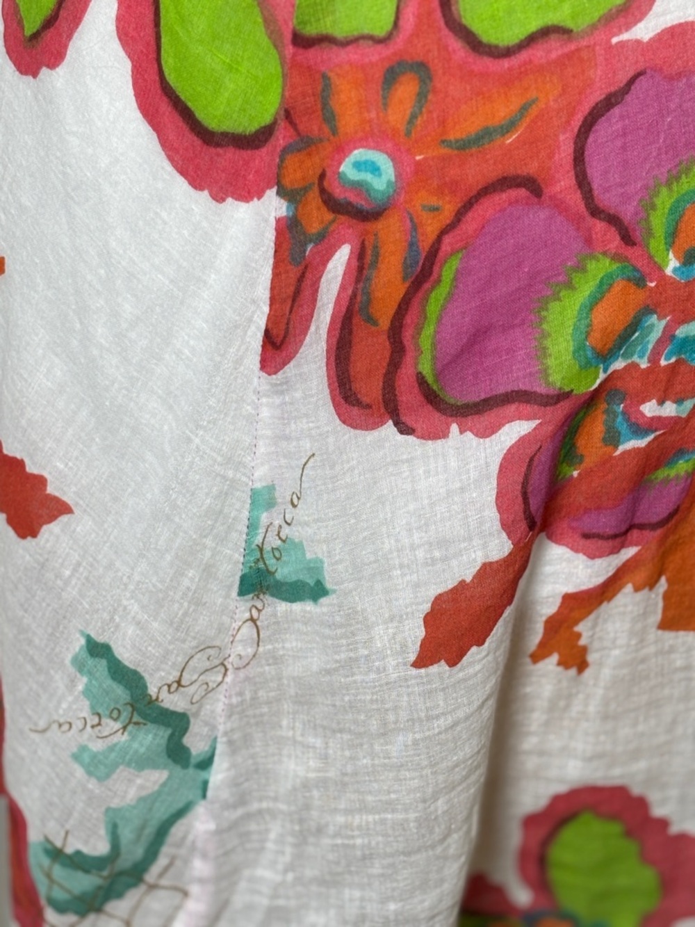 Antica Sartoria Floral Boho Tunic Top Bell Sleeve Cotton White Small - Picture 9 of 12
